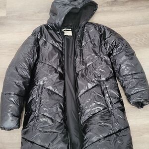 Zara Shiny Black Puffer Coat
